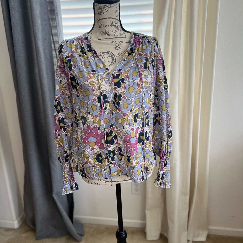 Rebecca Taylor Floral Blouse - Pink, Blue, Yellow